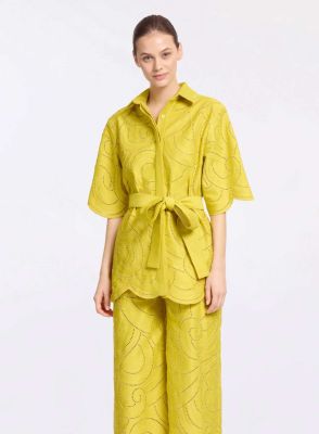 Swirl Embroidered Cotton Shirt