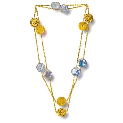 Silver Moneta Necklace With Natural Coin Pearl